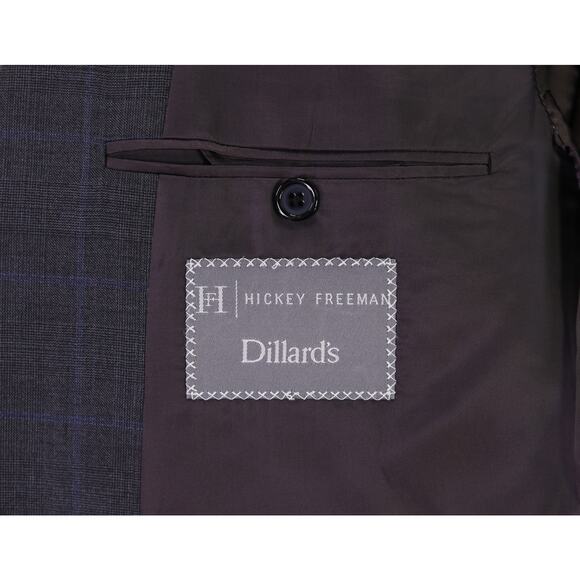 Hickey Freeman Gray Windowpane Plaid Super 130's Wool Loro Piana Suit 42R - Picture 8 of 11